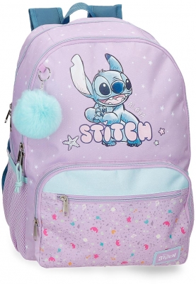 Ghiozdan scoala fete, Disney Lovely Stitch, 2 compartimente, lila